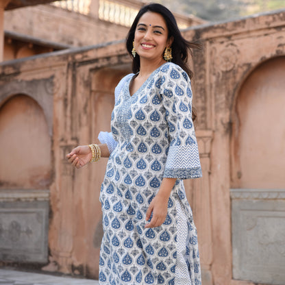 Anam Ethnic Set Women Printed Straight Kurta and Pant set with Dupatta