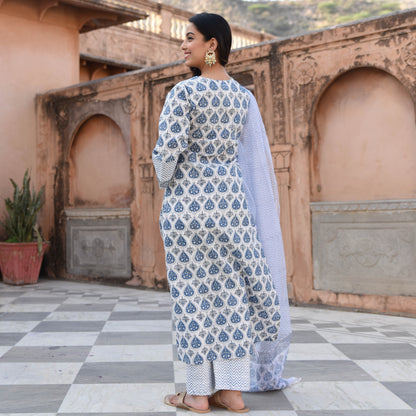 Anam Ethnic Set Women Printed Straight Kurta and Pant set with Dupatta