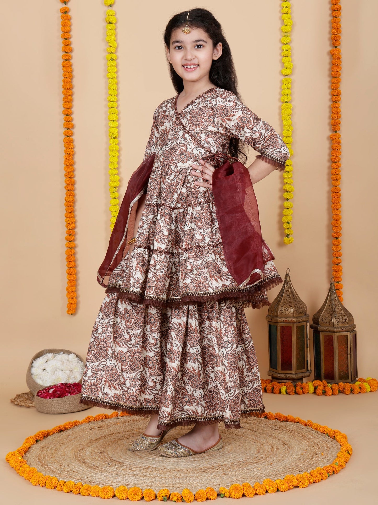 Girls  Ethnic Anarkali kurta with Sharara Set