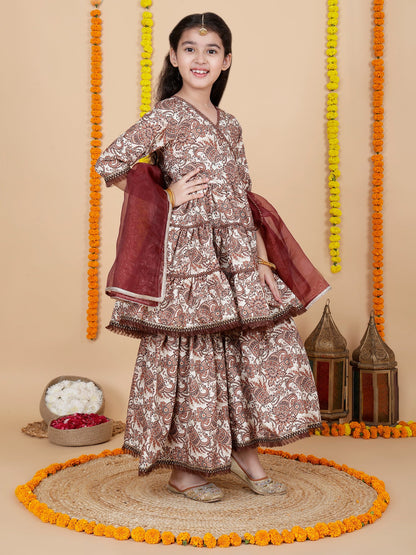 Girls  Ethnic Anarkali kurta with Sharara Set