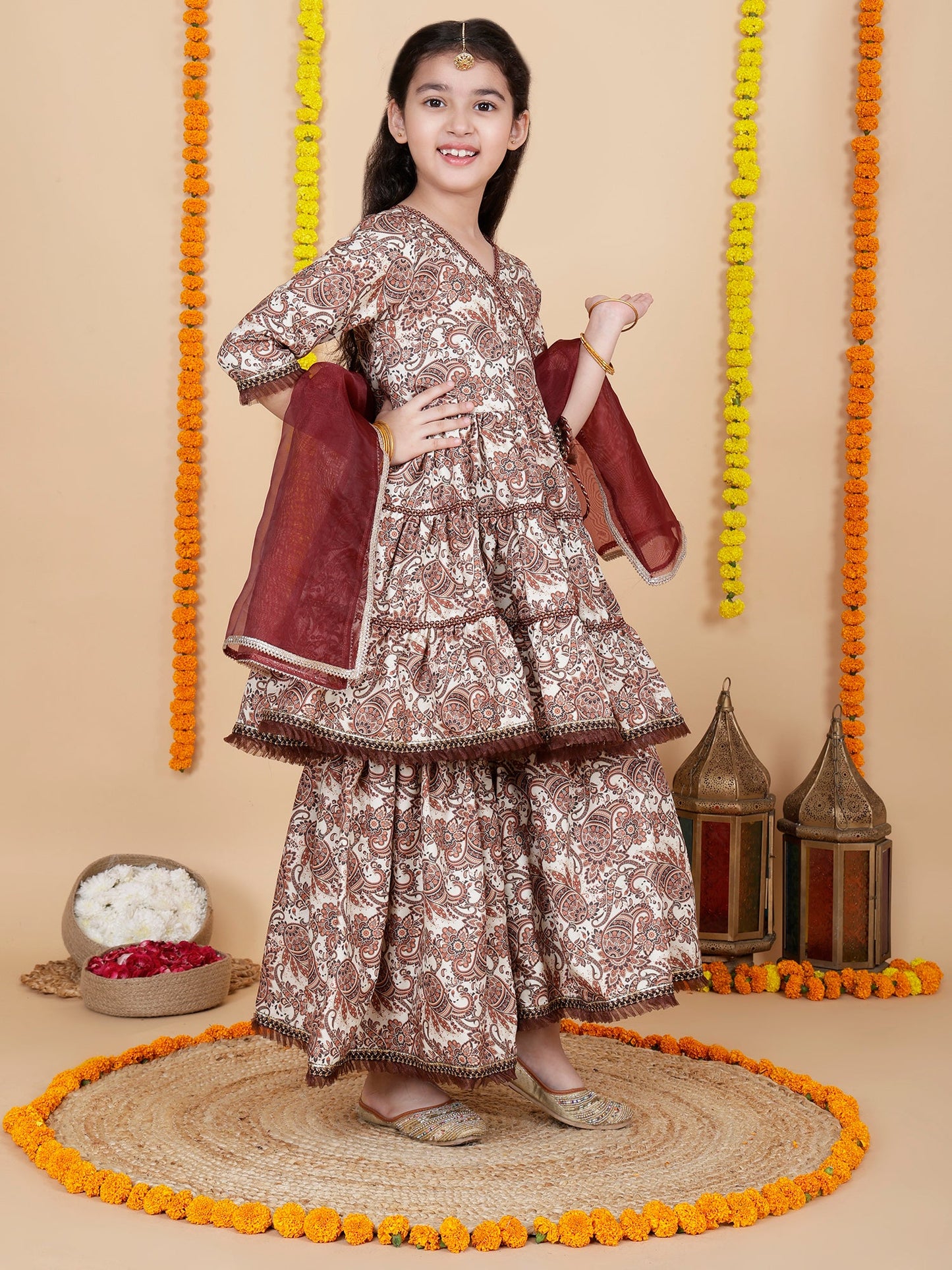 Girls  Ethnic Anarkali kurta with Sharara Set