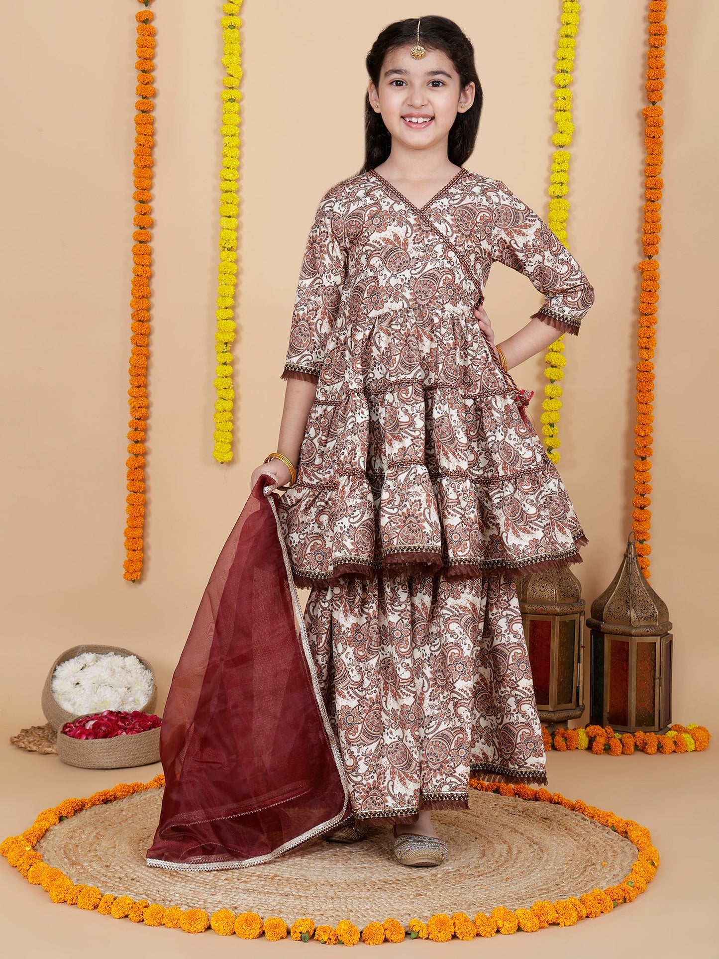 Girls  Ethnic Anarkali kurta with Sharara Set