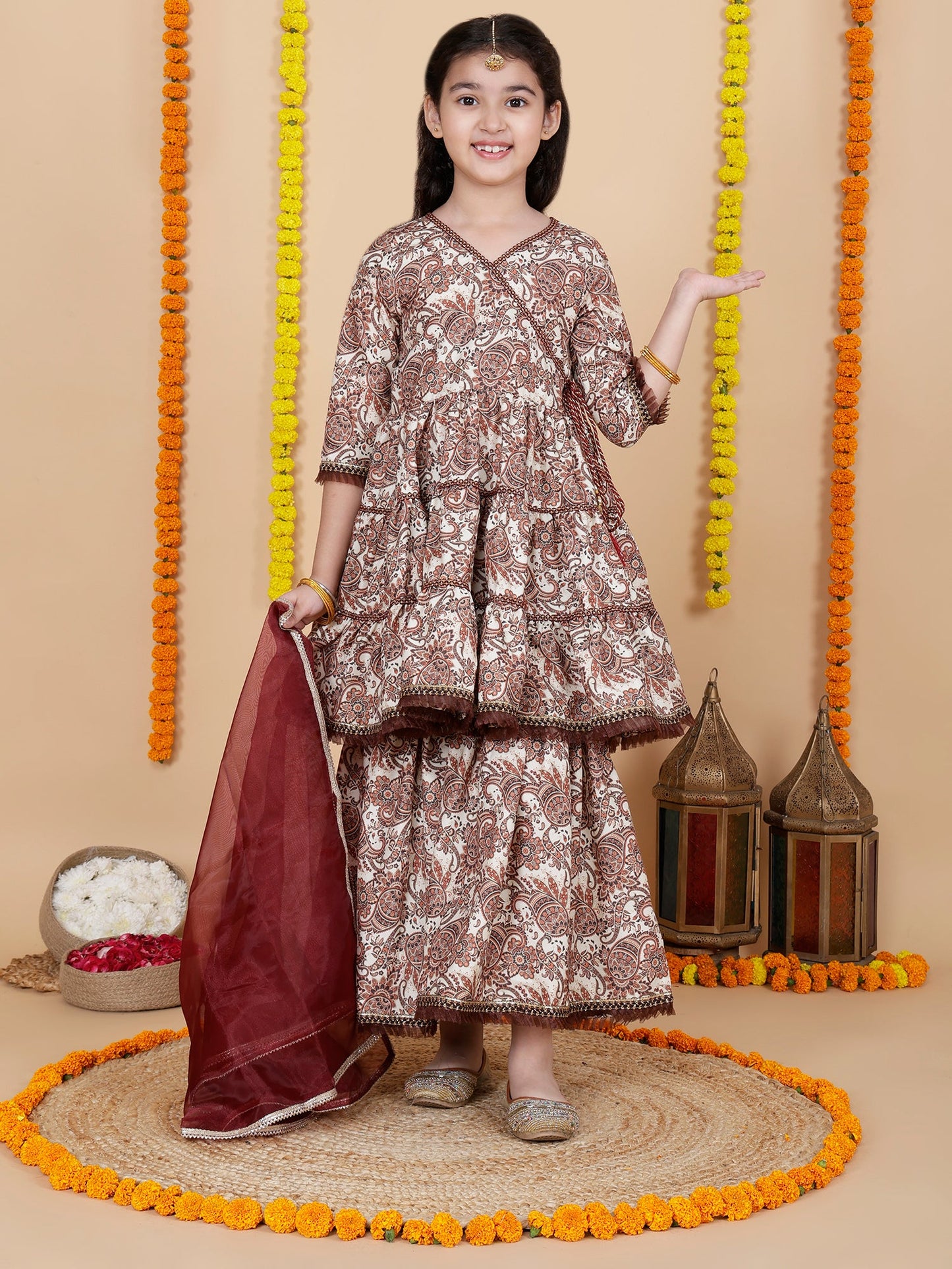 Girls  Ethnic Anarkali kurta with Sharara Set