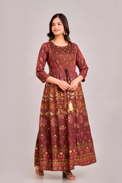 Anam jaipuri Emroidered  Shrug Jacket Anarkali Kurta