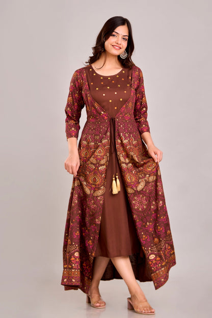 Anam jaipuri Emroidered  Shrug Jacket Anarkali Kurta