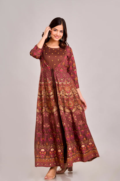 Anam jaipuri Emroidered  Shrug Jacket Anarkali Kurta