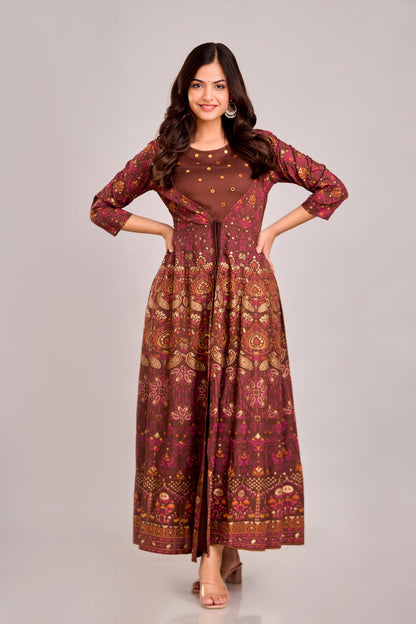 Anam jaipuri Emroidered  Shrug Jacket Anarkali Kurta