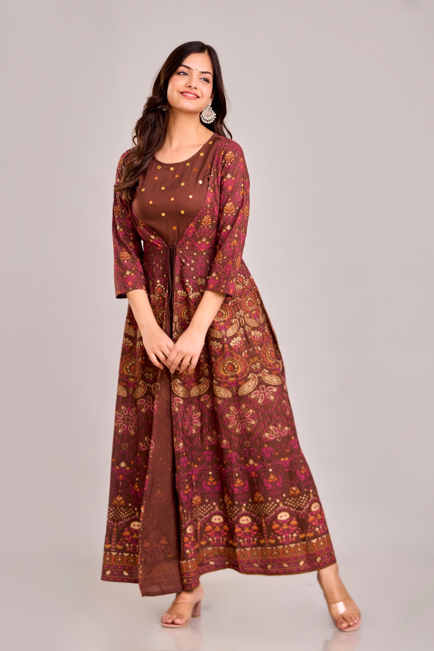 Anam jaipuri Emroidered  Shrug Jacket Anarkali Kurta