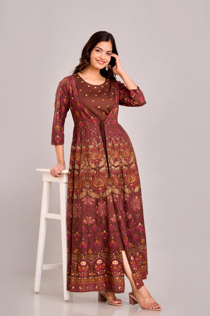 Anam jaipuri Emroidered  Shrug Jacket Anarkali Kurta