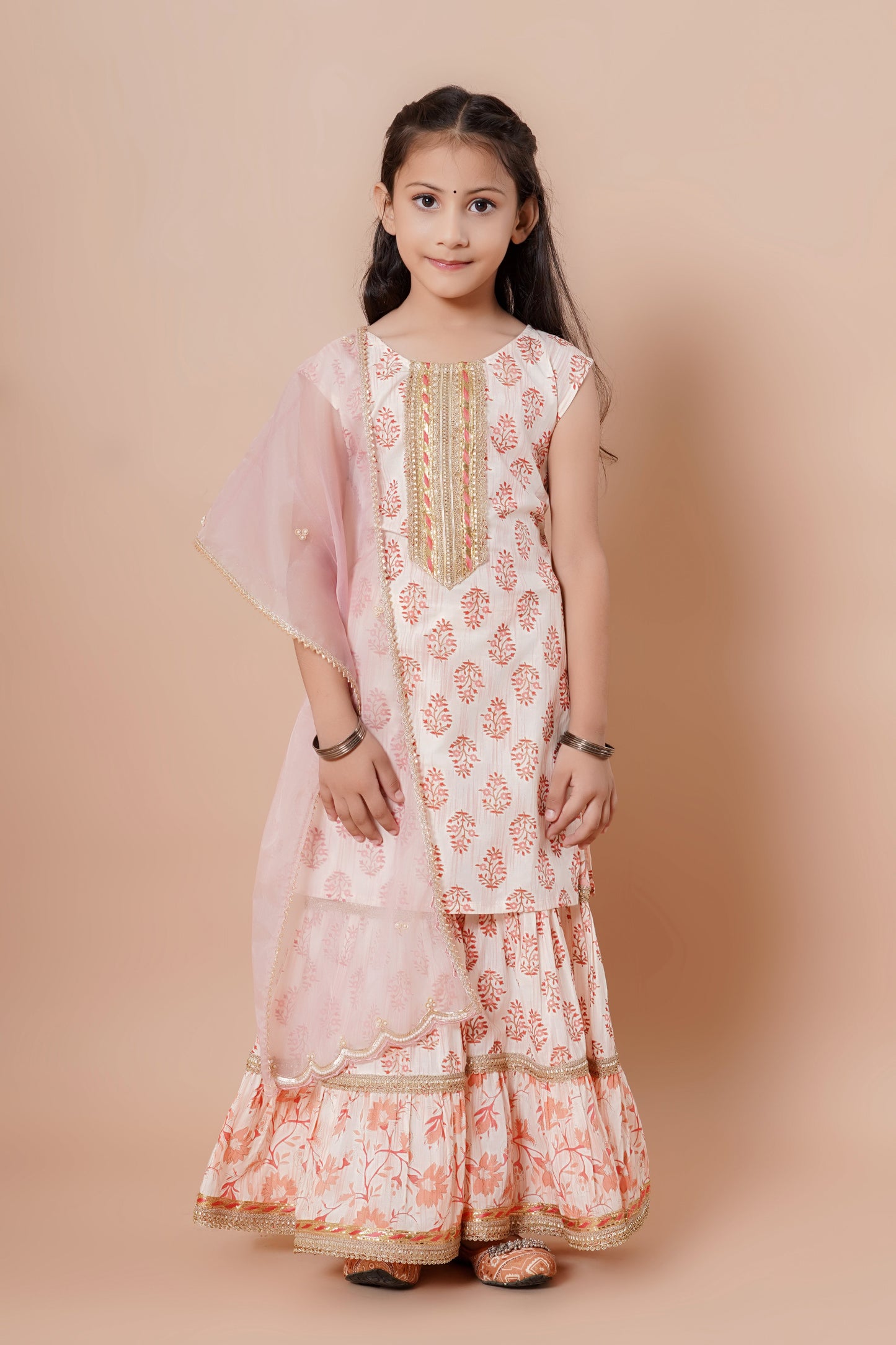 Kids Anarkali Kurta & Sharara With Dupatta