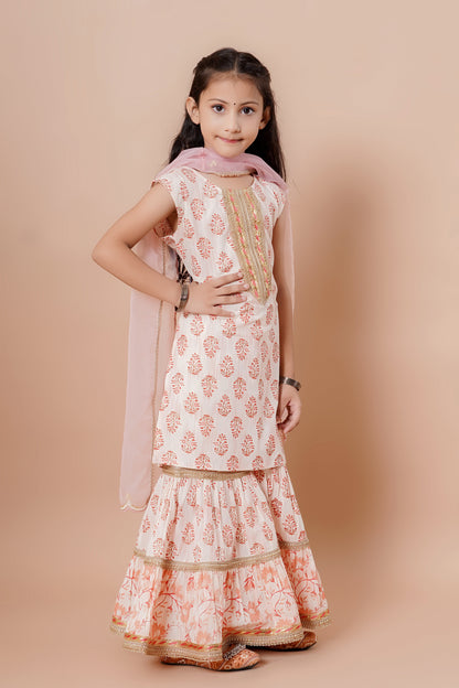 Kids Anarkali Kurta & Sharara With Dupatta