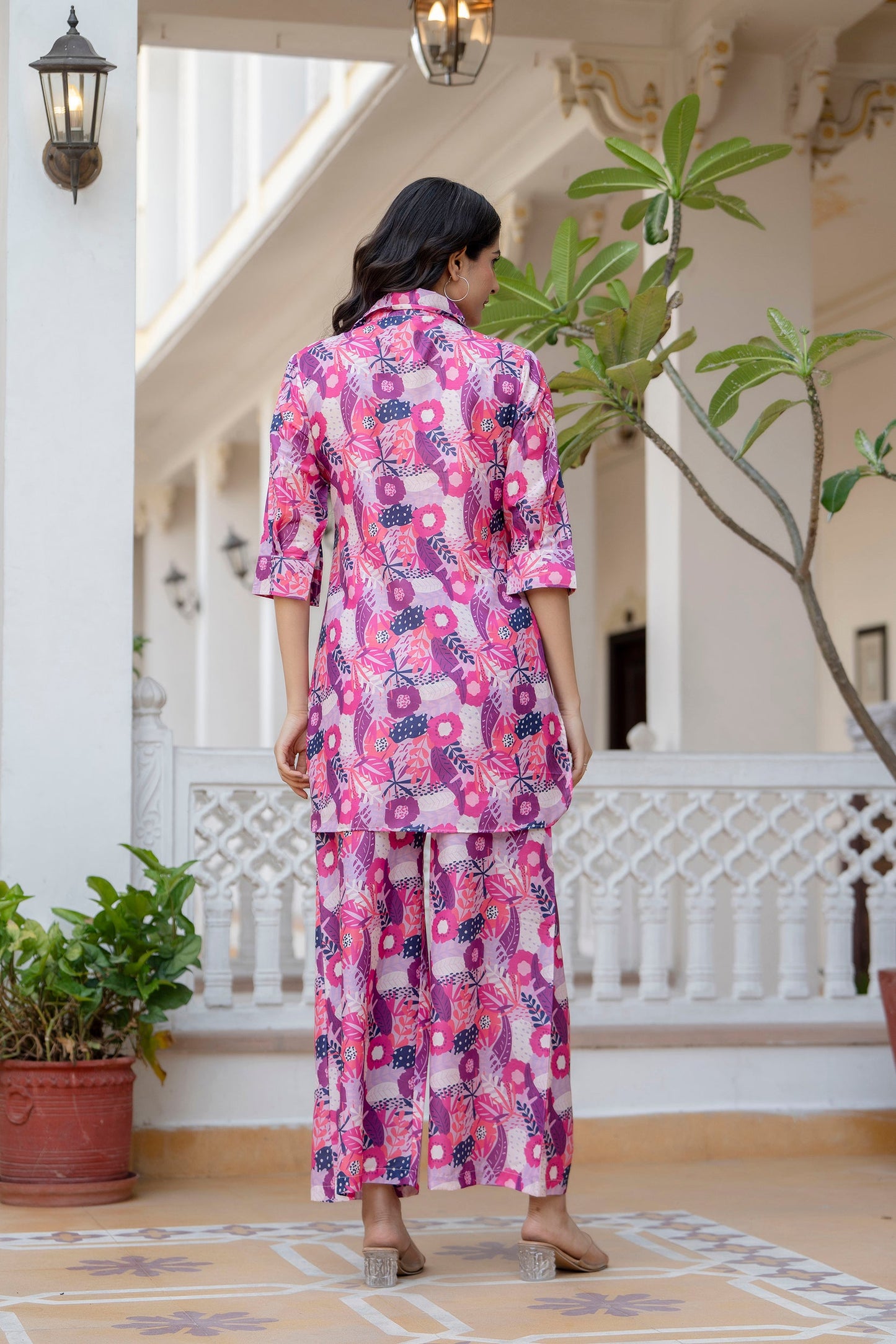 Anam jaipuri Heigh-low Co-ord Set With rolled-up sleeves