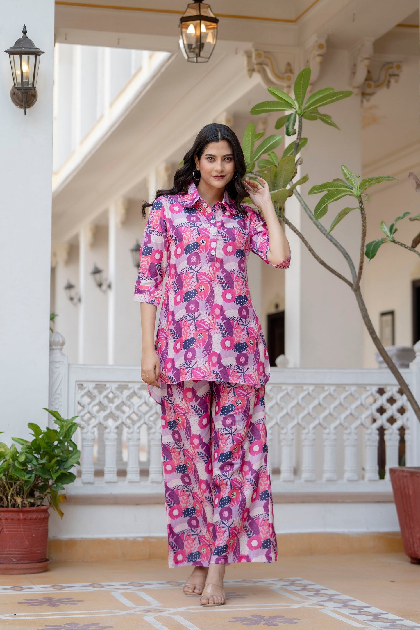 Anam jaipuri Heigh-low Co-ord Set With rolled-up sleeves