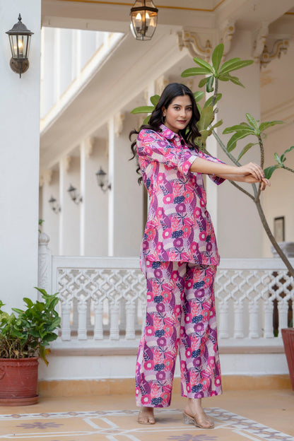 Anam jaipuri Heigh-low Co-ord Set With rolled-up sleeves