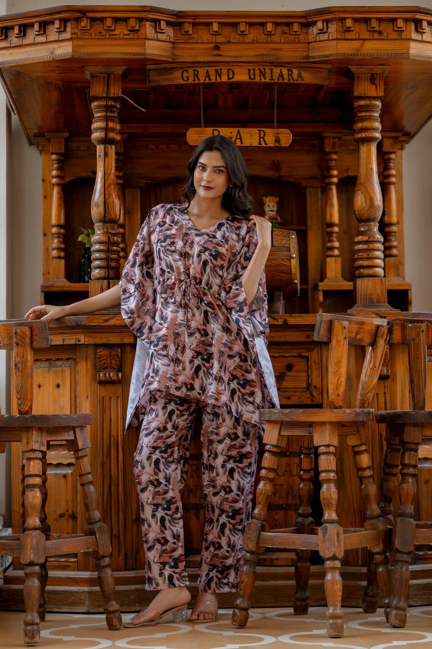 Anam jaipuri Kaftan Co-Ord Set With Knote