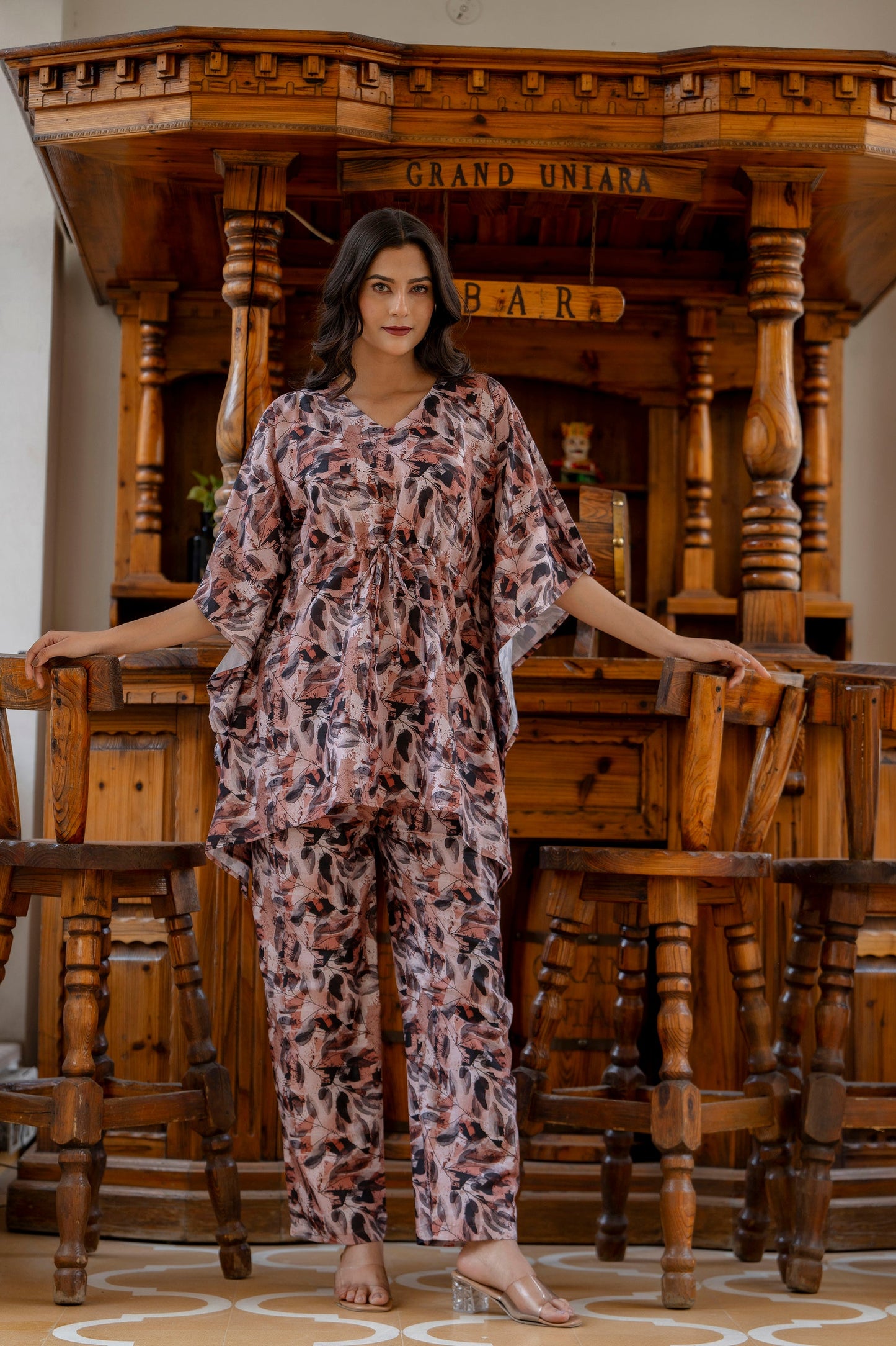 Anam jaipuri Kaftan Co-Ord Set With Knote