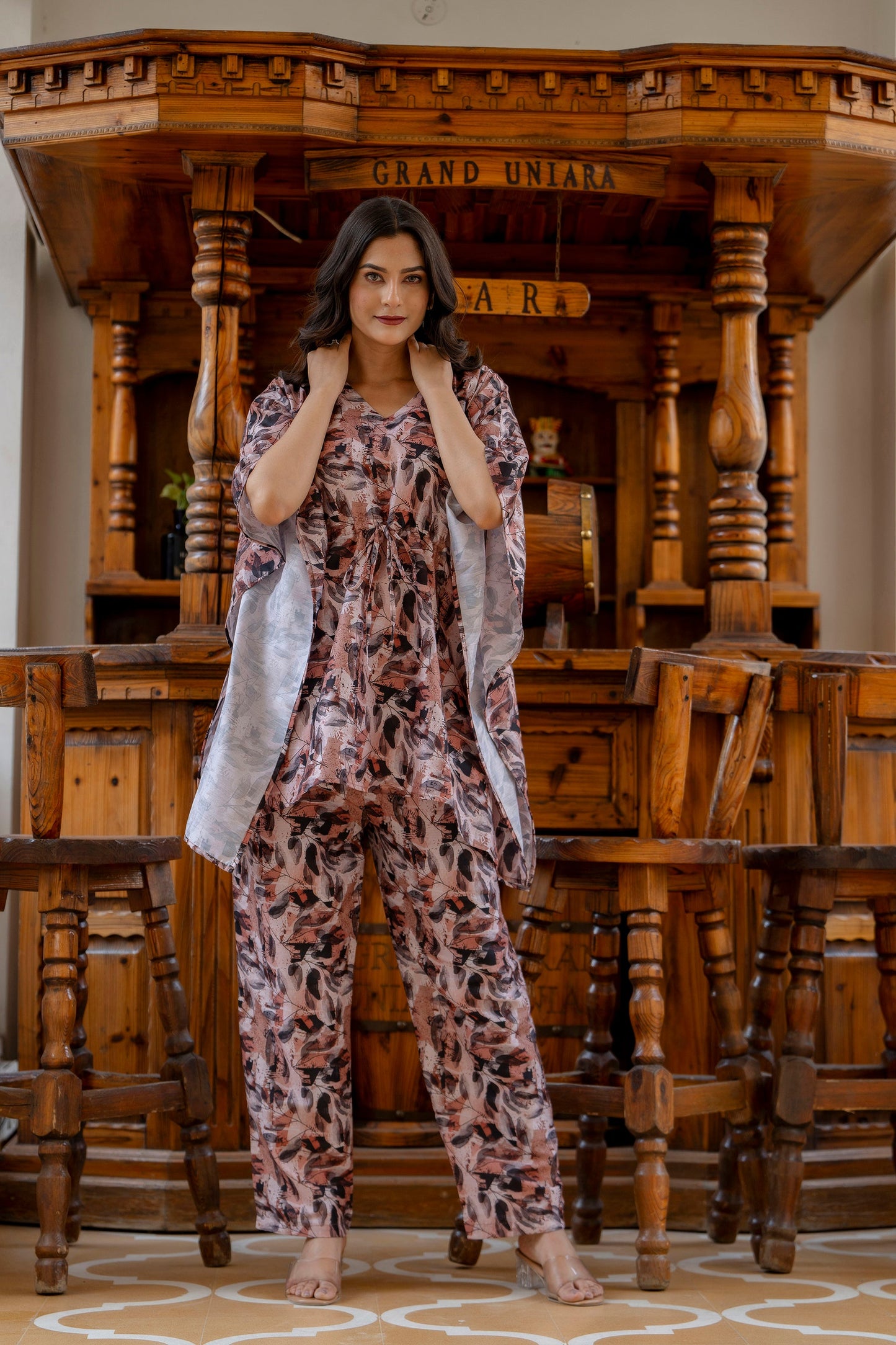 Anam jaipuri Kaftan Co-Ord Set With Knote