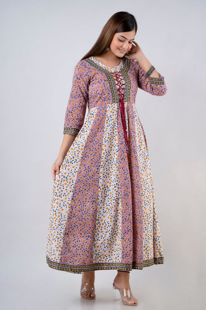 Anam jaipuri Multicolor Anarkali Tie up Long Wedding Dress