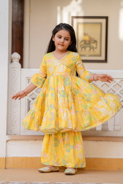 Cutie Diva Girls Festive Kurta & Sharara Set With Dupatta