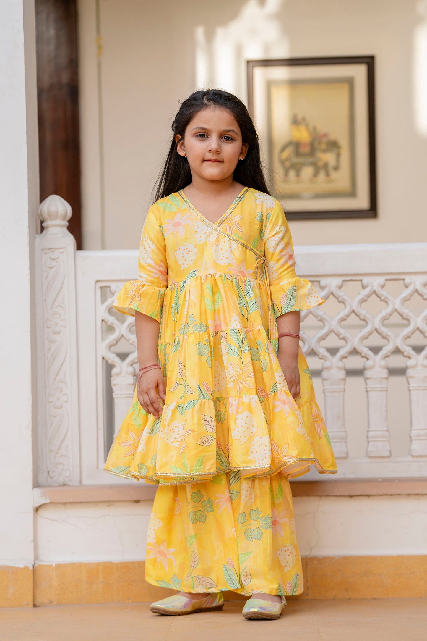 Cutie Diva Girls Festive Kurta & Sharara Set With Dupatta