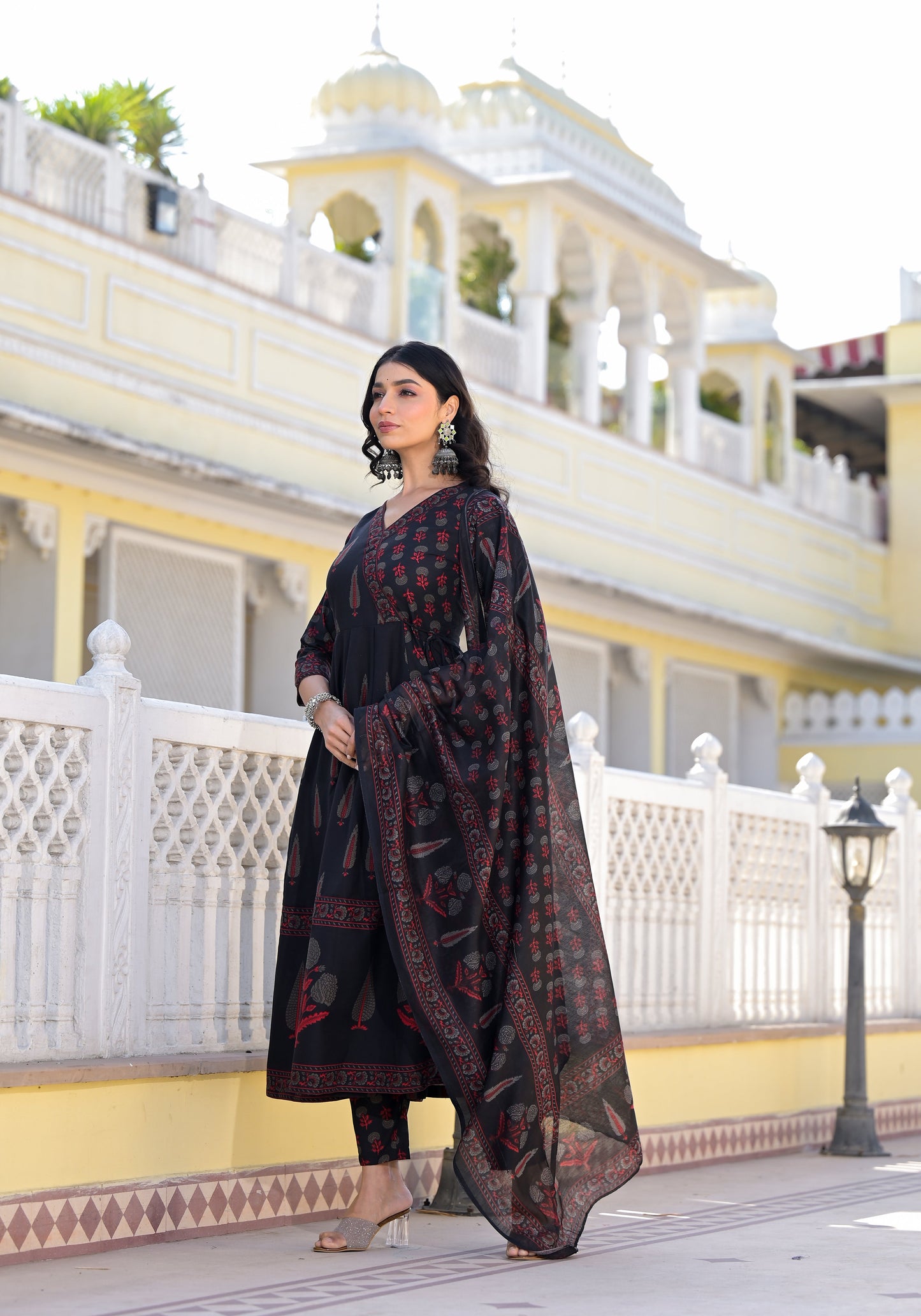 Anam Ethnic Set Women  Printed Anarkali Kurta and Pant set With Dupatta