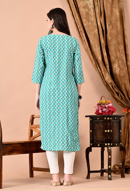 Anam jaipuri  Light Green Straight kurti in Rayon