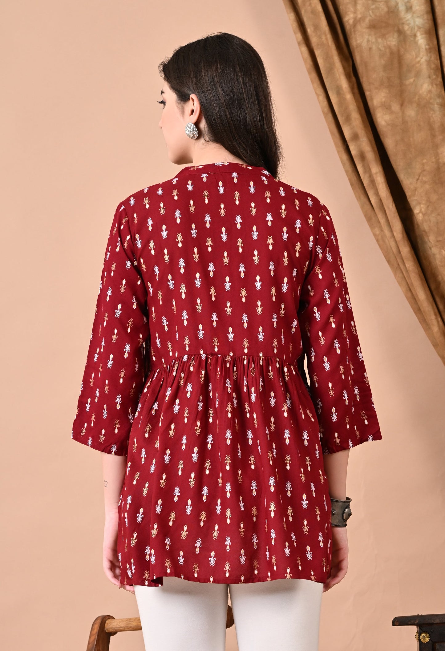 Anam jaipuri  Maroon Printed Tunic in Viscos Rayon