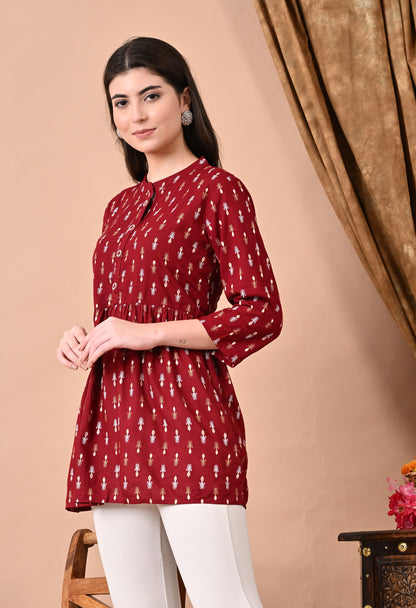 Anam jaipuri  Maroon Printed Tunic in Viscos Rayon