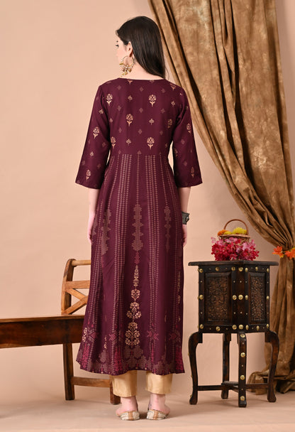 Anam jaipuri  Floral Printed Anarkali Gown