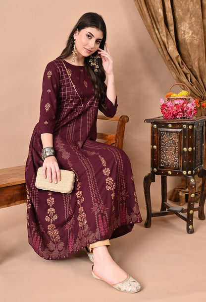 Anam jaipuri  Floral Printed Anarkali Gown