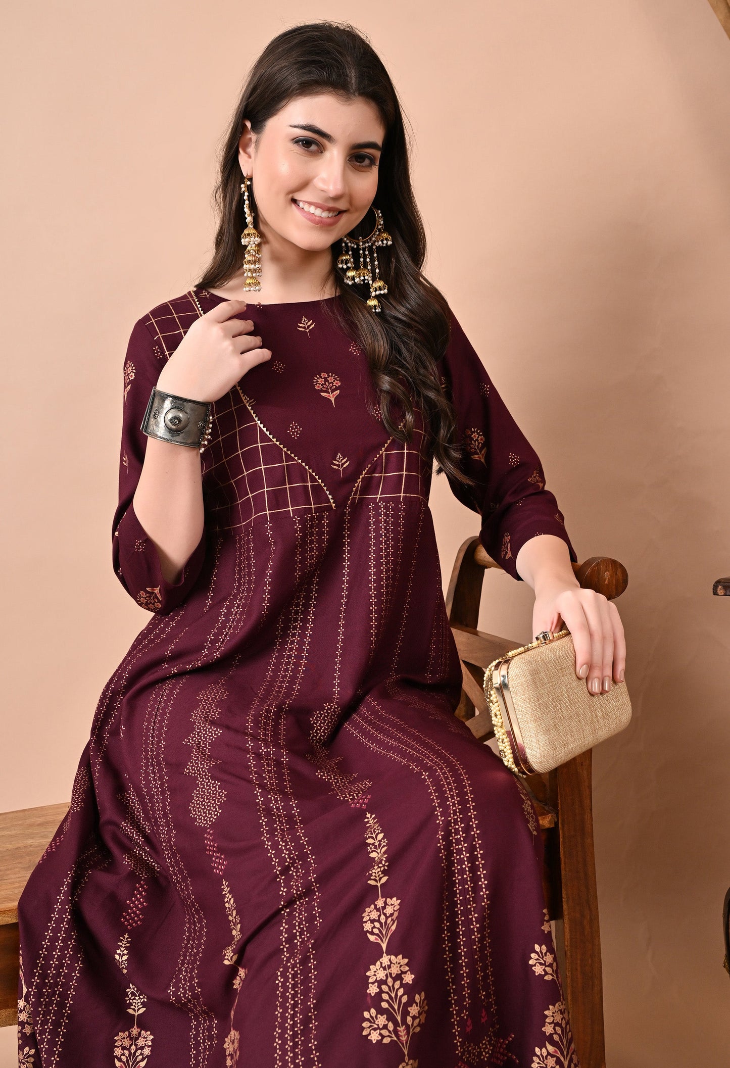 Anam jaipuri  Floral Printed Anarkali Gown