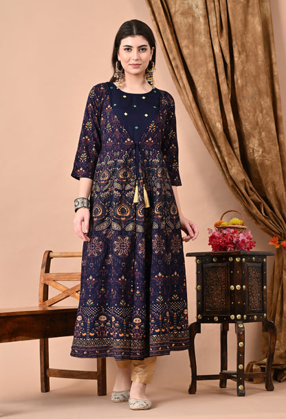 Anam jaipuri  Embroidered Anarkali Dress In Viscose Rayon