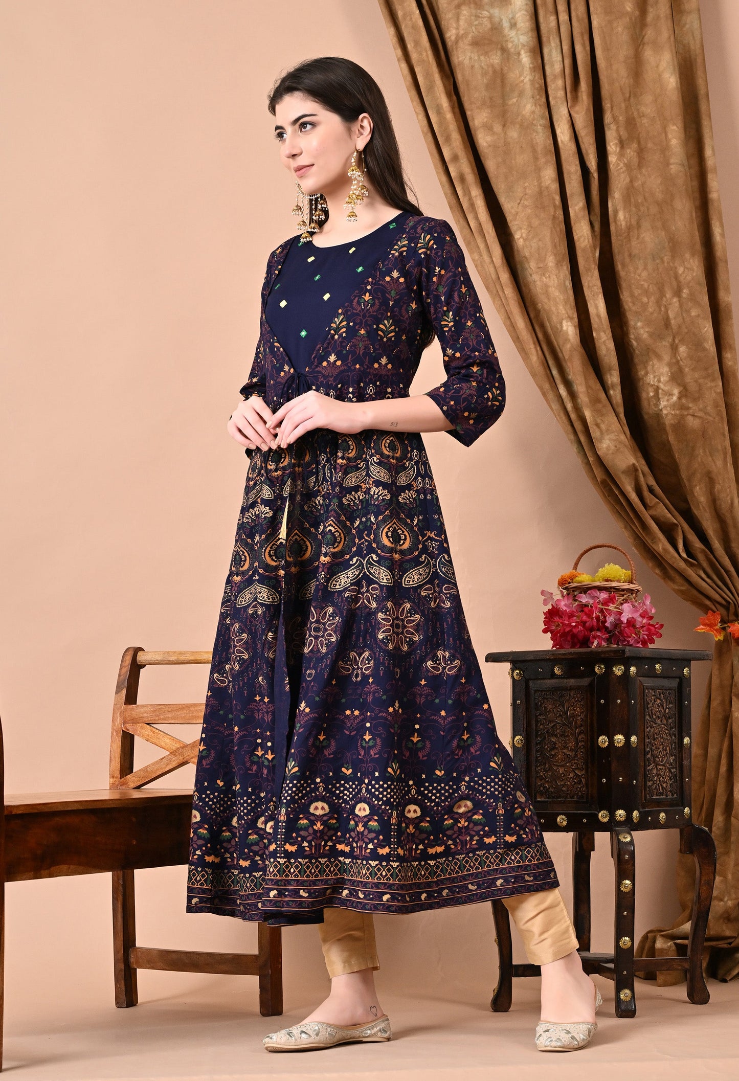 Anam jaipuri  Embroidered Anarkali Dress In Viscose Rayon