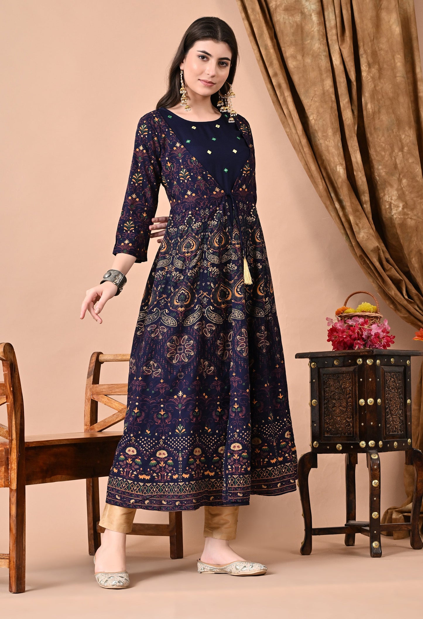 Anam jaipuri  Embroidered Anarkali Dress In Viscose Rayon