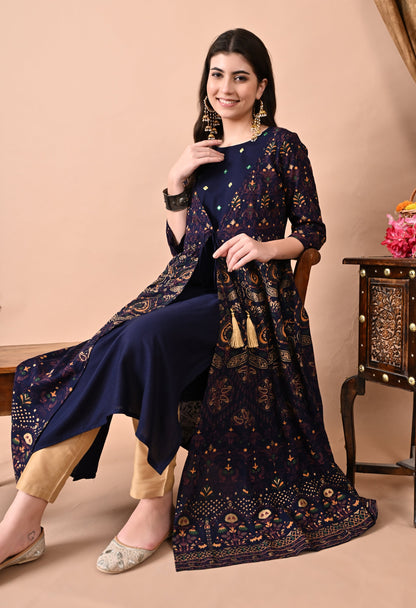 Anam jaipuri  Embroidered Anarkali Dress In Viscose Rayon