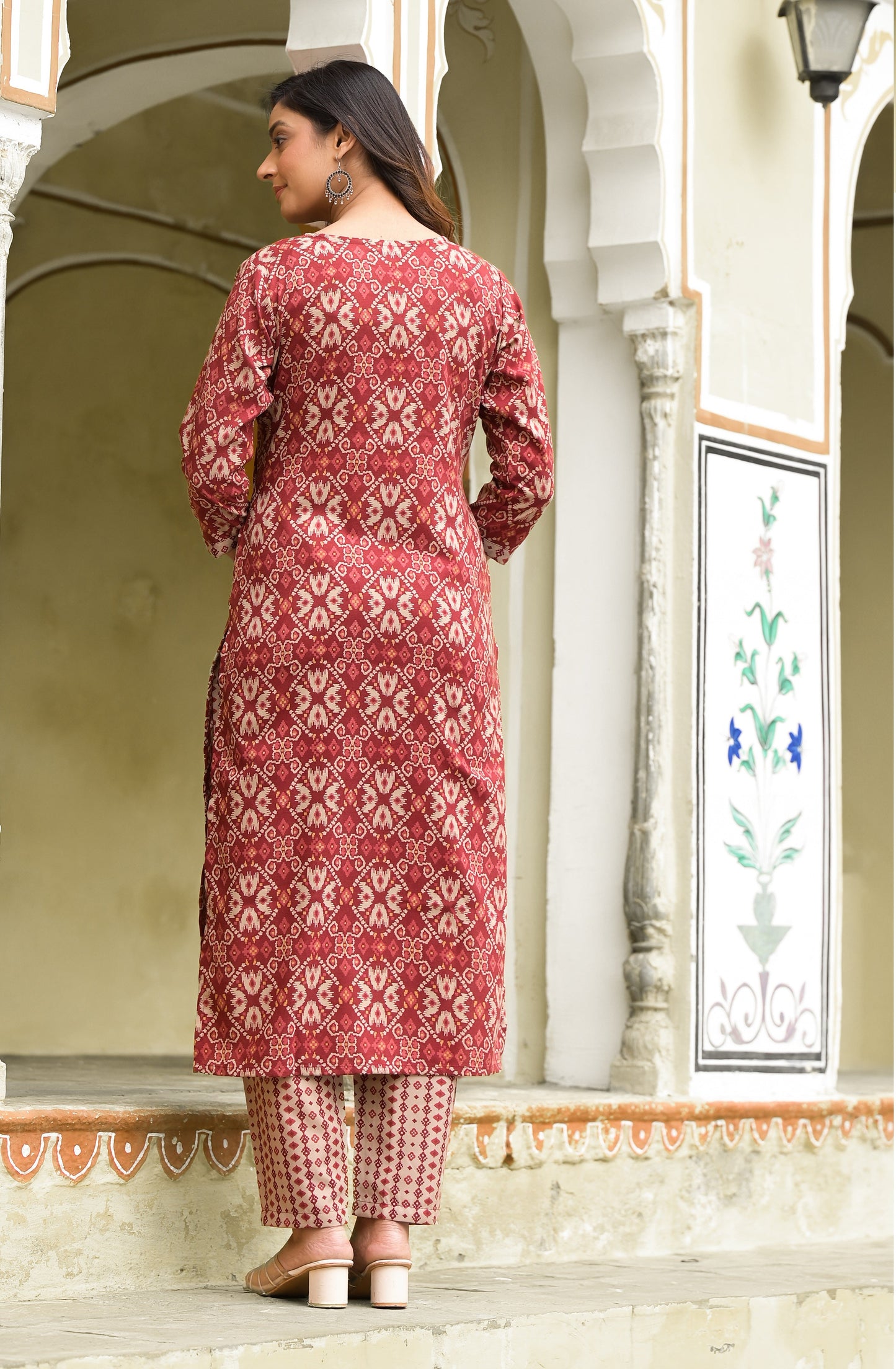 Anam Ethnic Set Women Block Printed Straight Kurta and Pant set with Dupatta