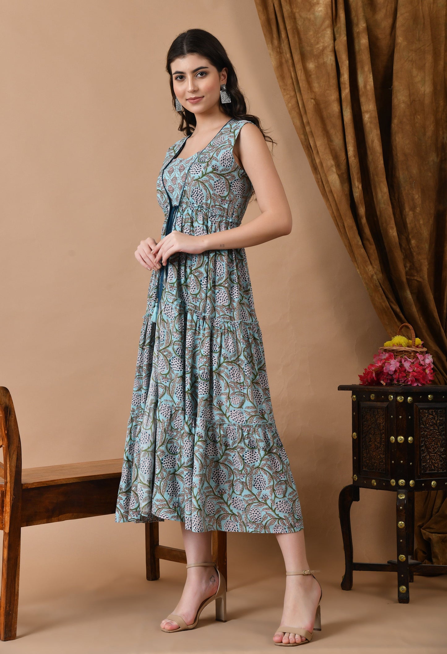 Anam jaipuri  Printed Anarkali Dress In Light Blue