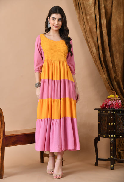 Anam jaipuri  Women Solid Viscose Rayon Anarkali Kurta