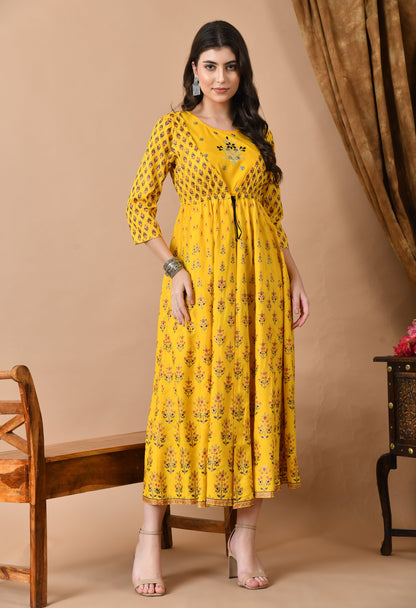 Anam jaipuri  Embroidered Anarkali Dress in Rayon