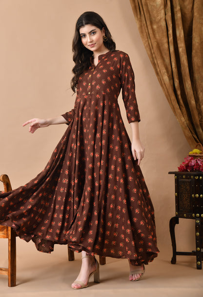 Anam jaipuri  Women Solid Viscose Rayon Anarkali Kurta