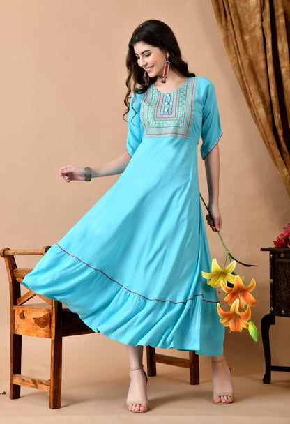 Anam jaipuri  Women Embroidered Anarkali Kurta