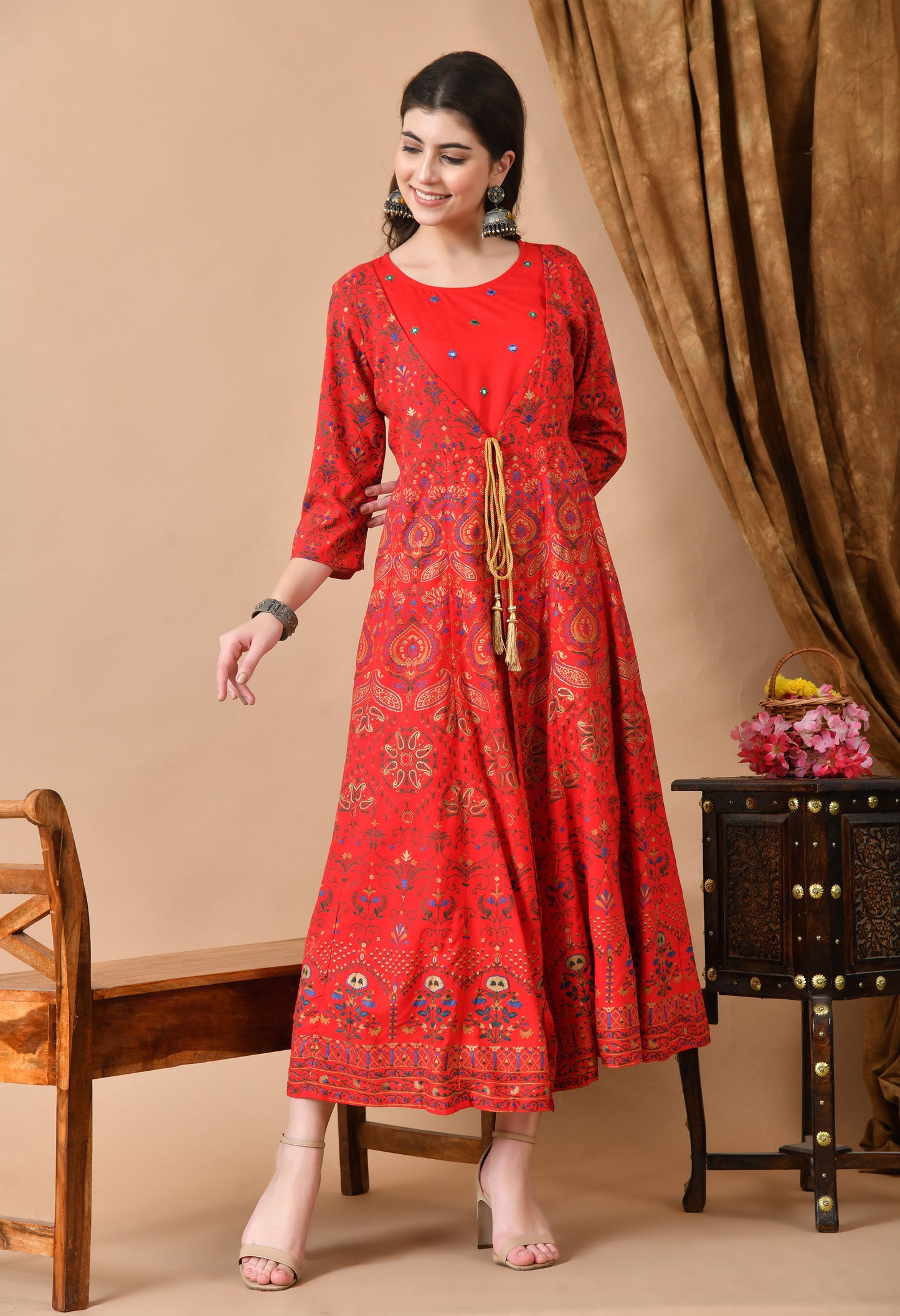 Anam jaipuri  Embroidered Anarkali Dress In Viscose Rayon