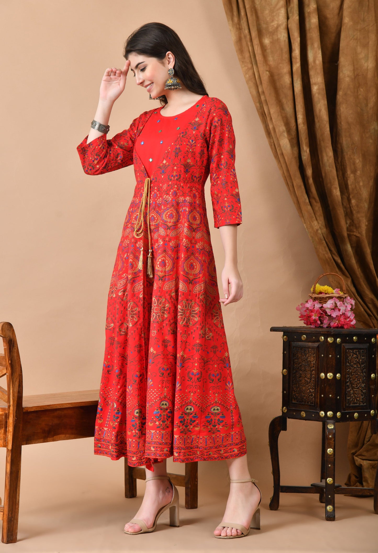 Anam jaipuri  Embroidered Anarkali Dress In Viscose Rayon