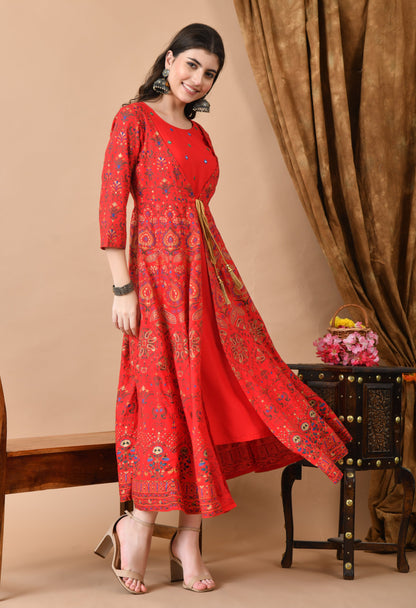 Anam jaipuri  Embroidered Anarkali Dress In Viscose Rayon