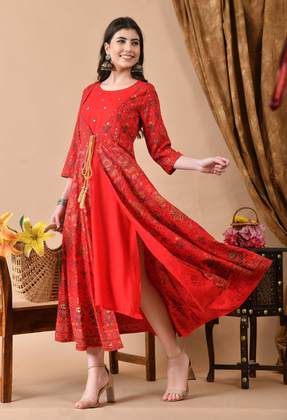 Anam jaipuri  Embroidered Anarkali Dress In Viscose Rayon