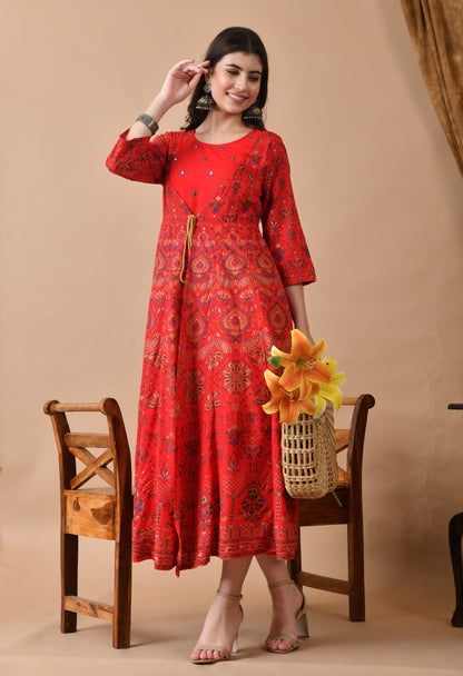 Anam jaipuri  Embroidered Anarkali Dress In Viscose Rayon