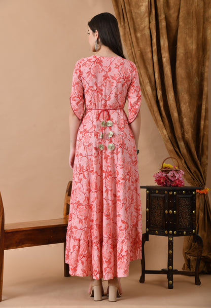 Anam jaipuri  Embroidered Long Anarkali kurta in Pink