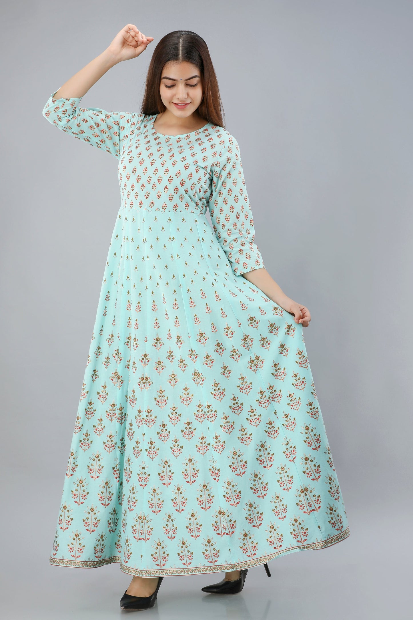 Anam jaipuri Gold Printed Festive Anarkali Flared Kurta