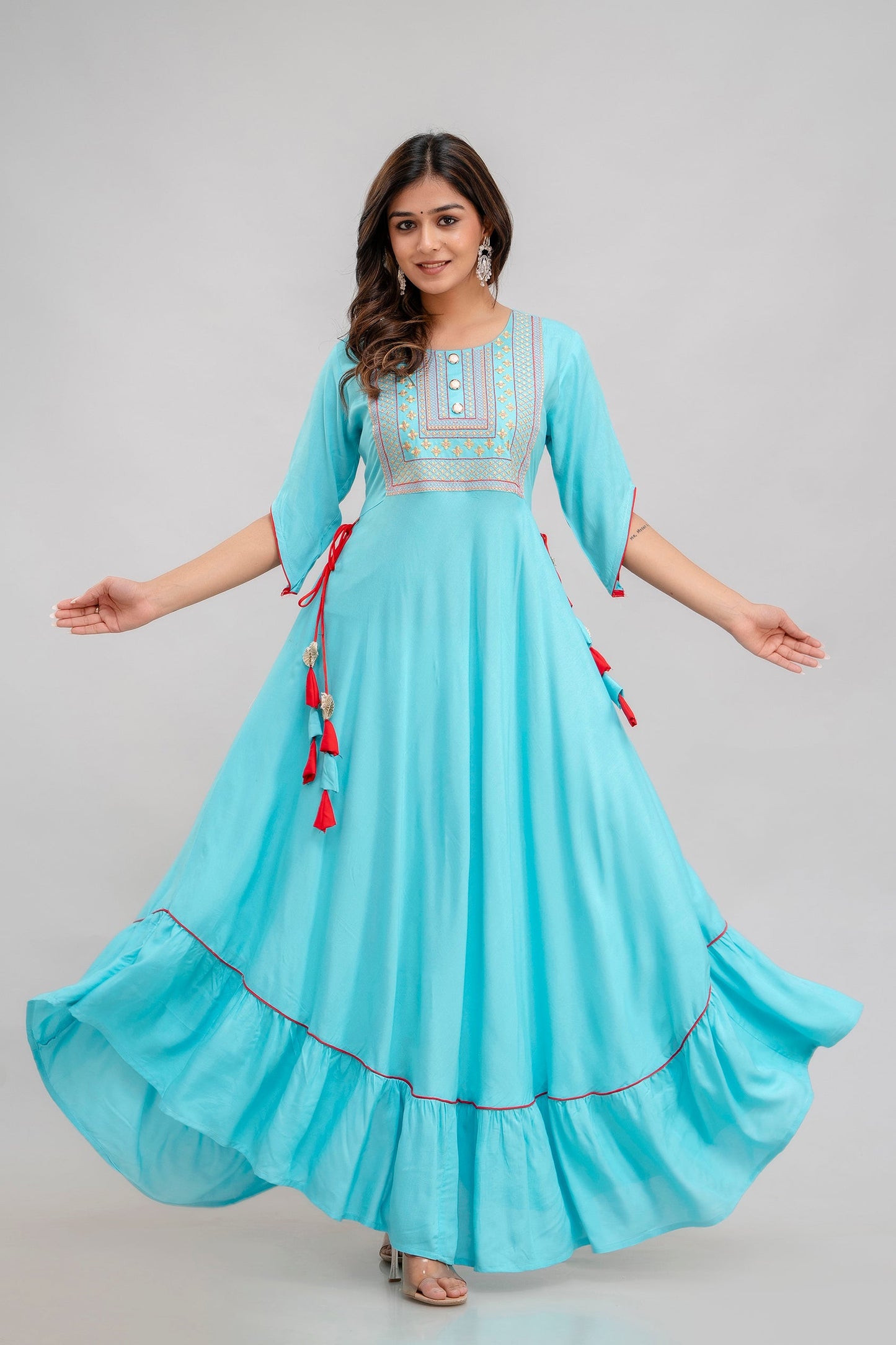 Anam jaipuri Women Embroidered Floor Length Anarkali Kurta