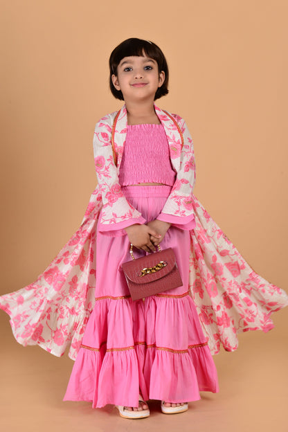 Cutie Diva Girls Kids Sharara Set With Shrug & Top